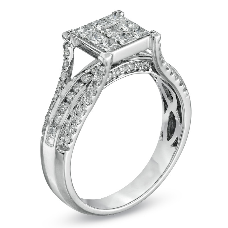 Previously Owned - 1 CT. T.W. Composite Princess-Cut Diamond Engagement Ring in 14K White Gold