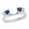 Thumbnail Image 1 of Previously Owned - 1/8 CT. T.W. Diamond and Sapphire Wrap in 14K White Gold
