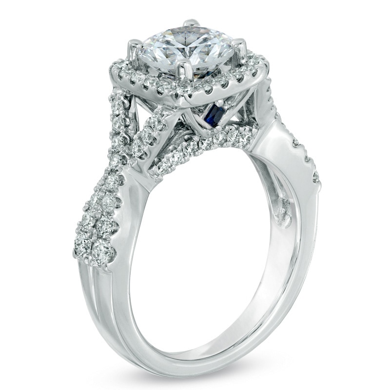 Previously Owned - Vera Wang Love Collection 2-1/5 CT. T.W. Diamond Frame Engagement Ring in 14K White Gold