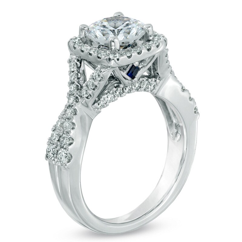 Main Image 2 of Previously Owned - Vera Wang Love Collection 2-1/5 CT. T.W. Diamond Frame Engagement Ring in 14K White Gold