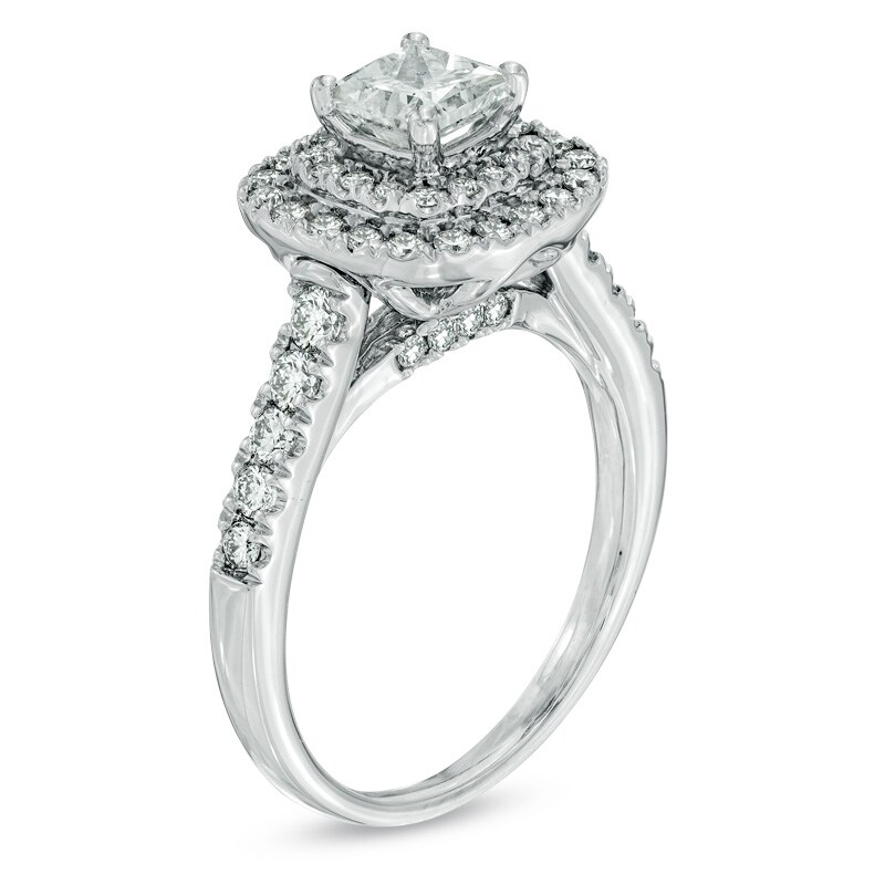 Main Image 2 of Previously Owned - Celebration Lux® 1-1/2 CT. T.W. Princess-Cut Diamond Engagement Ring in 18K White Gold (I/SI2)