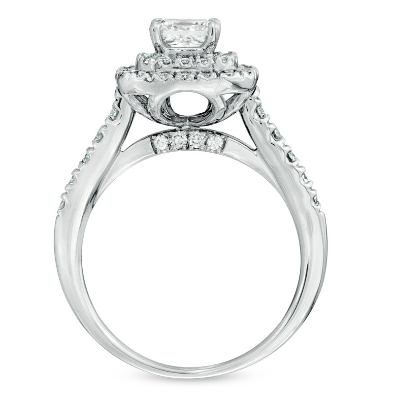 Main Image 3 of Previously Owned - Celebration Lux® 1-1/2 CT. T.W. Princess-Cut Diamond Engagement Ring in 18K White Gold (I/SI2)