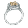 Thumbnail Image 1 of Previously Owned - 1-1/3 CT. T.W. Yellow and White Quad Diamond Double Frame Engagement Ring in 14K White Gold