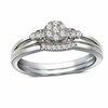 Thumbnail Image 1 of Previously Owned - 1/8 CT. T.W. Diamond Cluster Vintage-Style Bridal Set in 10K White Gold