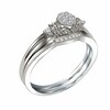 Thumbnail Image 2 of Previously Owned - 1/8 CT. T.W. Diamond Cluster Vintage-Style Bridal Set in 10K White Gold
