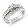 Thumbnail Image 1 of Previously Owned - 1/3 CT. T.W. Princess-Cut and Baguette Diamond Three Stone Bridal Set in Sterling Silver