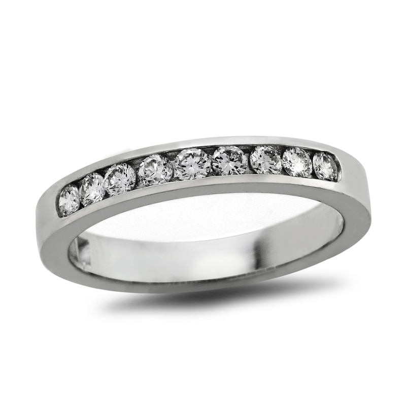 Previously Owned - 1/4 CT. T.W. Diamond Nine Stone Wedding Band in Platinum (H/SI1)