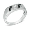Thumbnail Image 2 of Previously Owned - 1/4 CT. T.W. Enhanced Black and White Diamond Slant Ring in Sterling Silver
