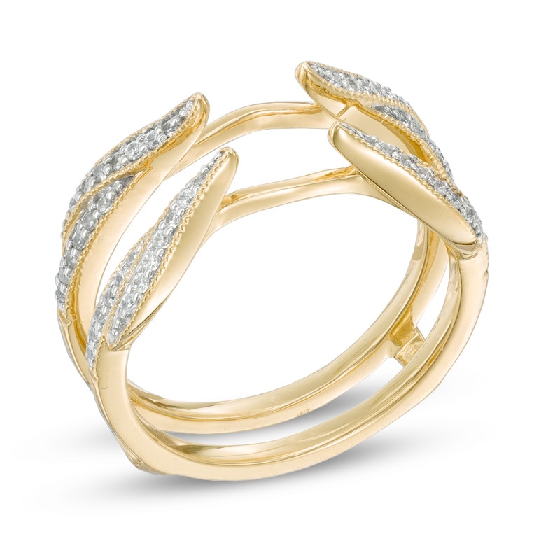 Previously Owned - 1/4 CT. T.W. Diamond Double Row Solitaire Enhancer in 14K Gold