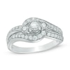 Previously Owned - 1/2 CT. T.W. Diamond Past Present Future® Swirl Engagement Ring in 14K White Gold