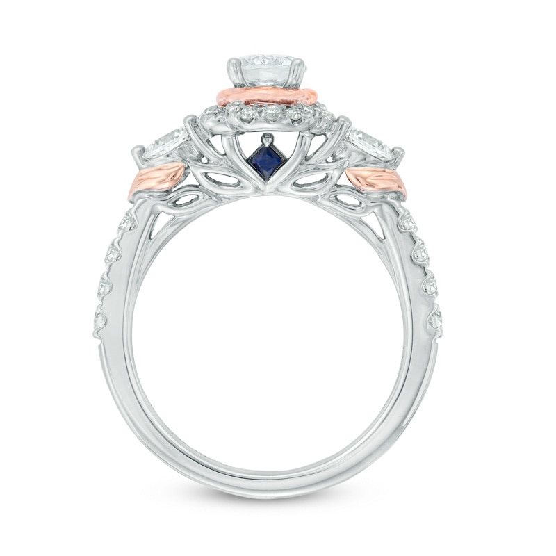 Previously Owned - Vera Wang Love Collection 1 CT. T.W. Diamond Frame Three Stone Engagement Ring in 14K Two-Tone Gold
