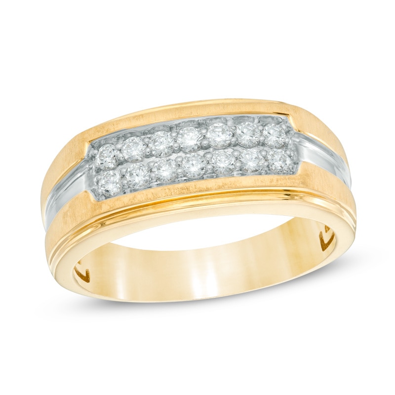 Main Image 1 of Previously Owned - 1/2 CT. T.W. Diamond Double Row Band in 10K Two-Tone Gold
