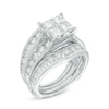 Thumbnail Image 1 of Previously Owned - 3.40 CT. T.W. Quad Princess-Cut Diamond Bridal Set in 14K White Gold