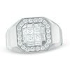 Thumbnail Image 1 of Previously Owned - 1-1/2 CT. T.W. Square-Cut Quad Diamond Double Cushion Frame Ring in 14K White Gold