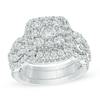 Thumbnail Image 1 of Previously Owned - 2 CT. T.W. Diamond Cushion Frame Three Piece Bridal Set in 14K White Gold