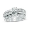 Thumbnail Image 1 of Previously Owned - 1/4 CT. T.W. Diamond Chevron Bridal Set in Sterling Silver