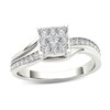Thumbnail Image 0 of Previously Owned - 1/2 CT. T.W. Diamond Square Composite Bypass Engagement Ring in 14K White Gold