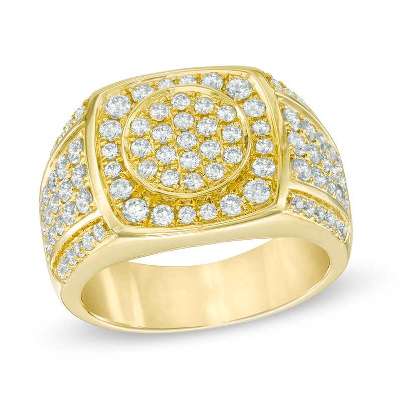 Main Image 1 of Previously Owned - Men's 2 CT. T.W. Composite Diamond Cushion Frame Ring in 10K Gold