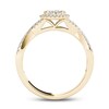 Thumbnail Image 2 of Previously Owned - 1/2 CT. T.W. Diamond Frame Twist Shank Engagement Ring in 14K Gold