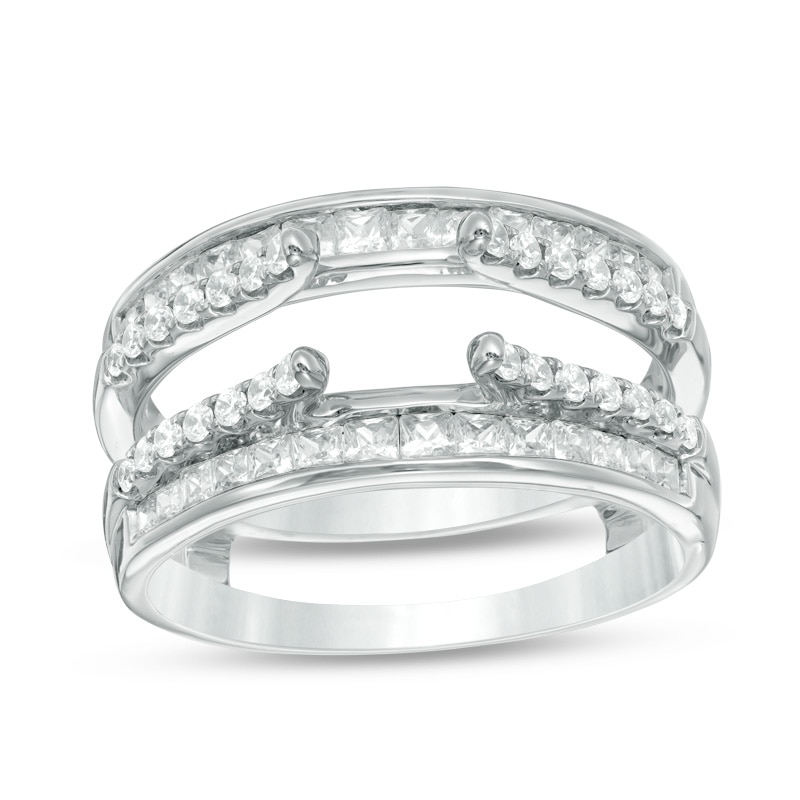 Main Image 1 of Previously Owned - 1 CT. T.W. Diamond Cathedral Double Row Solitaire Enhancer in 14K White Gold