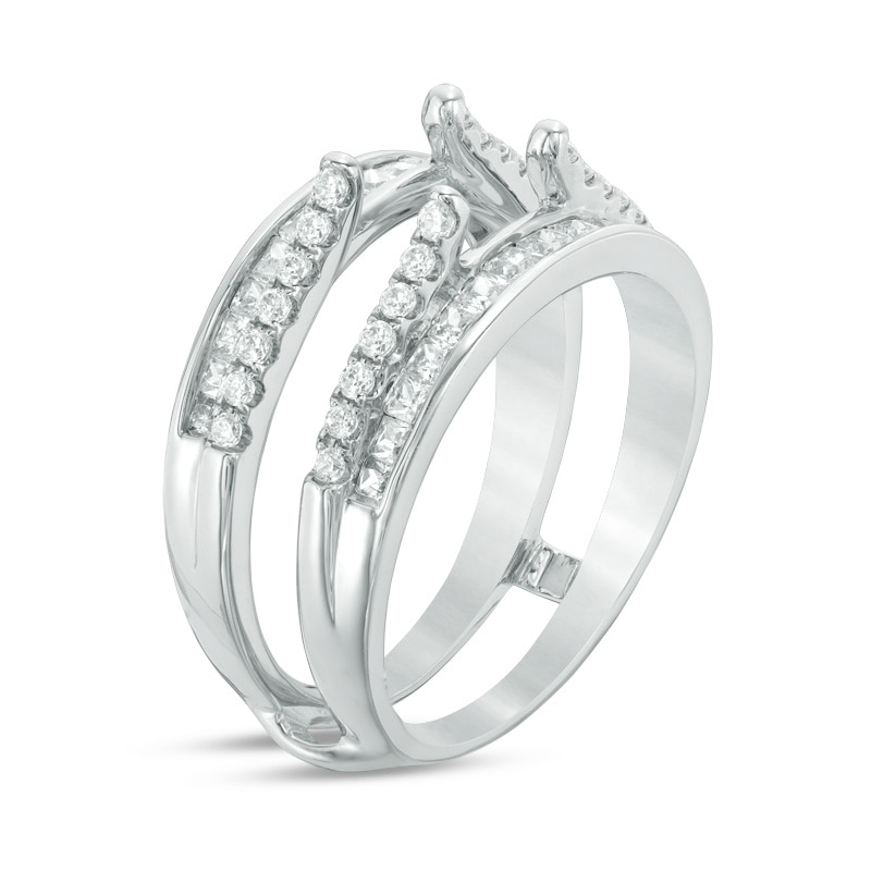 Main Image 2 of Previously Owned - 1 CT. T.W. Diamond Cathedral Double Row Solitaire Enhancer in 14K White Gold
