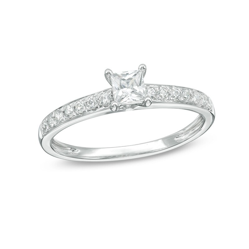 Previously Owned - 1/2 CT. T.W. Princess-Cut Diamond Engagement Ring in 10K White Gold