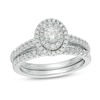 Thumbnail Image 1 of Previously Owned - 3/4 CT. T.W. Diamond Double Oval Frame Bridal Set in 14K White Gold