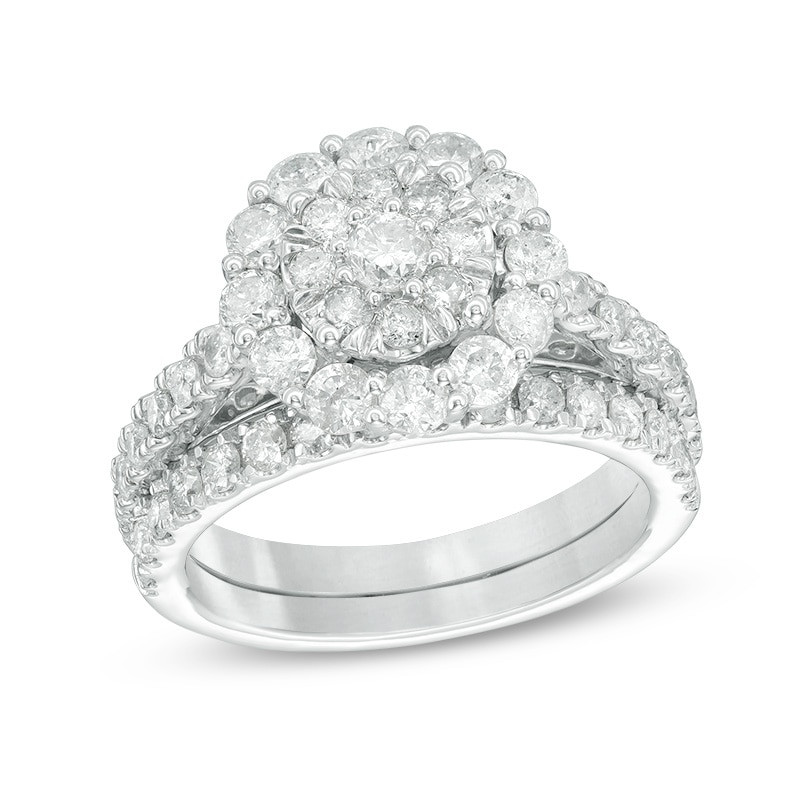 Main Image 2 of Previously Owned - 1-3/4 CT. T.W. Composite Diamond Frame Bridal Set in 10K White, Rose or Yellow Gold