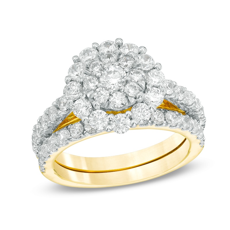 Main Image 3 of Previously Owned - 1-3/4 CT. T.W. Composite Diamond Frame Bridal Set in 10K White, Rose or Yellow Gold