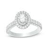 Thumbnail Image 1 of Previously Owned - Vera Wang Love Collection 3/4 CT. T.W. Oval Diamond Double Frame Engagement Ring in 14K White Gold
