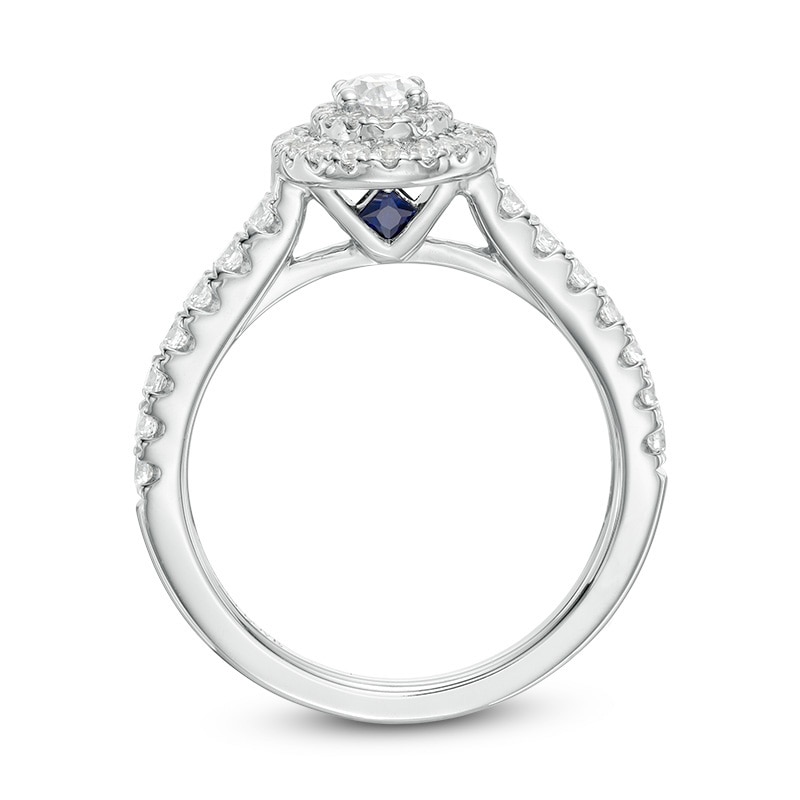 Previously Owned - Vera Wang Love Collection 3/4 CT. T.W. Oval Diamond Double Frame Engagement Ring in 14K White Gold