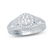Thumbnail Image 0 of Previously Owned - 1/2 CT. T.W. Composite Diamond Flower Frame Petal-Sides Bridal Set in 10K White Gold