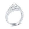 Thumbnail Image 1 of Previously Owned - 1/2 CT. T.W. Composite Diamond Flower Frame Petal-Sides Bridal Set in 10K White Gold
