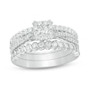 Thumbnail Image 0 of Previously Owned - 1 CT. T.W. Diamond Cushion Frame Three Piece Bridal Set in 14K White Gold