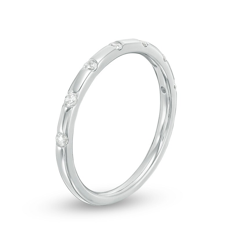 Previously Owned - 1/8 CT. T.W. Diamond Seven Stone Stackable Band in 10K White Gold