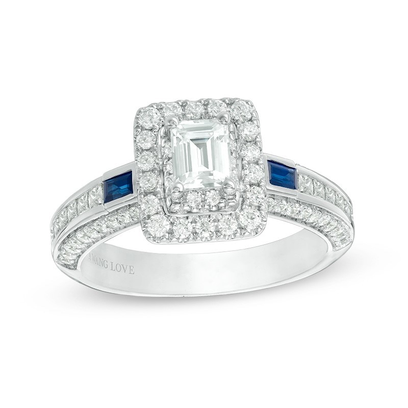 Main Image 1 of Previously Owned - Vera Wang Love Collection 1-1/5 CT. T.W. Emerald-Cut Diamond Engagement Ring in 14K White Gold