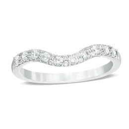 Previously Owned - Love's Destiny by Peoples 1/3 CT. T.W. Diamond Contour Wedding Band in 14K White Gold (I/SI2)