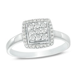 Previously Owned - 1/4 CT. T.W. Composite Diamond Square Frame Engagement Ring in 10K White Gold