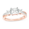 Thumbnail Image 1 of Previously Owned - Princess-Cut Lab-Created White Sapphire Three Stone Engagement Ring in 10K Rose Gold