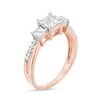 Thumbnail Image 2 of Previously Owned - Princess-Cut Lab-Created White Sapphire Three Stone Engagement Ring in 10K Rose Gold