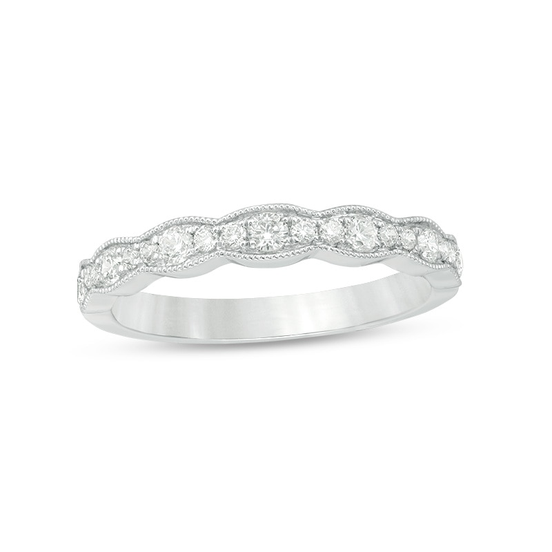 Previously Owned - 1/3 CT. T.W. Diamond Wave Vintage-Style Anniversary Band in 10K White Gold