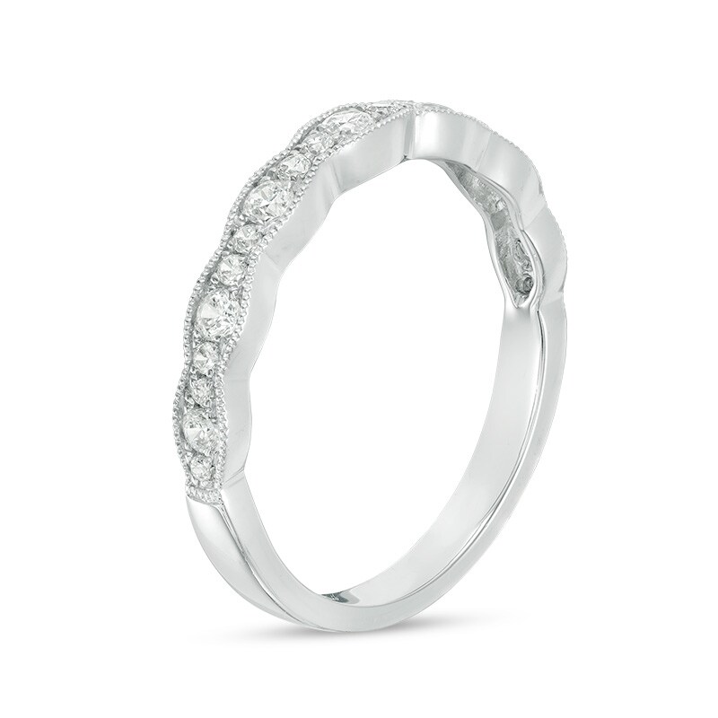 Previously Owned - 1/3 CT. T.W. Diamond Wave Vintage-Style Anniversary Band in 10K White Gold