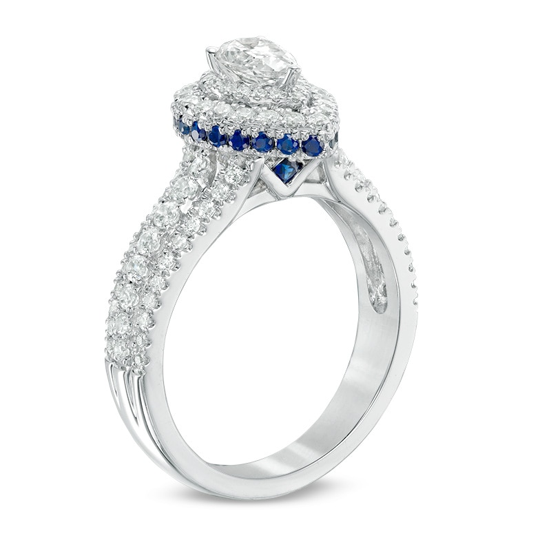 Previously Owned - Vera Wang Love Collection 1 CT. T.W. Pear-Shaped Diamond Frame Engagement Ring in 14K White Gold