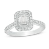 Thumbnail Image 0 of Previously Owned - Vera Wang Love Collection 1-1/3 CT. T.W. Emerald-Cut Diamond Double Frame Engagement Ring in 14K White Gold