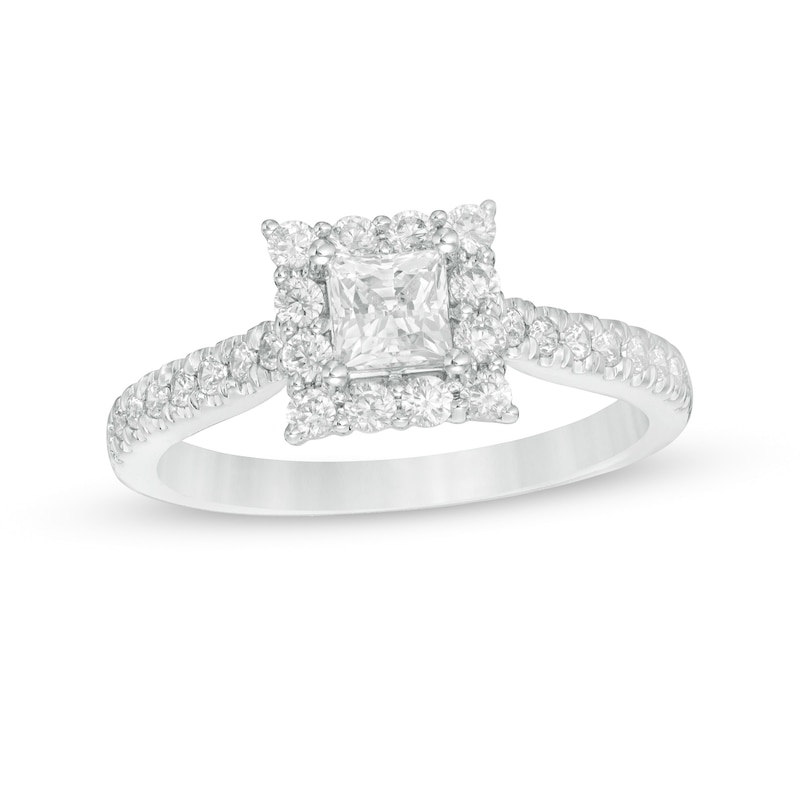 Main Image 1 of Previously Owned - Love's Destiny by Zales 1 CT. T.W. Princess-Cut Diamond Engagement Ring in 14K White Gold