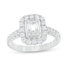 Thumbnail Image 1 of Previously Owned - 1 CT. T.W. Baguette and Round Composite Diamond Cushion Frame Engagement Ring in 14K White Gold