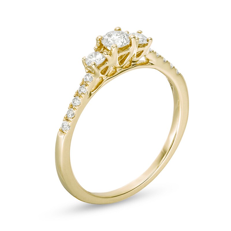 Previously Owned - 1/2 CT. T.W. Diamond Past Present Future® Engagement Ring in 10K Gold