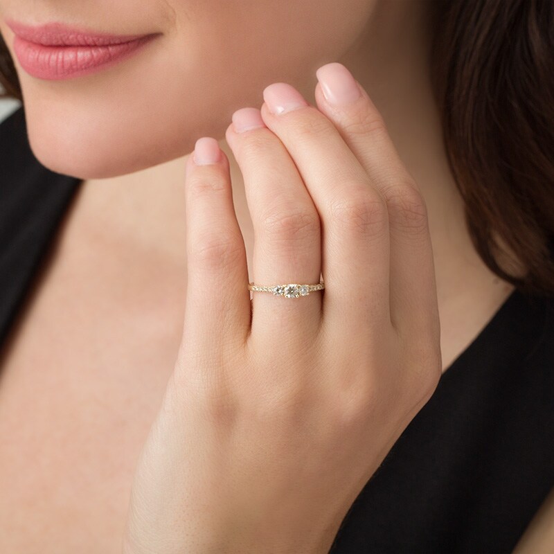 Previously Owned - 1/2 CT. T.W. Diamond Past Present Future® Engagement Ring in 10K Gold