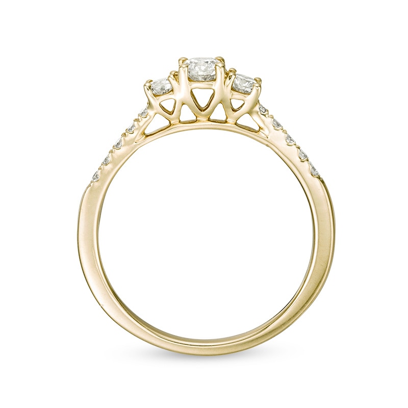 Previously Owned - 1/2 CT. T.W. Diamond Past Present Future® Engagement Ring in 10K Gold