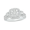 Thumbnail Image 1 of Previously Owned - 1 CT. T.W. Composite Diamond Cushion Frame Three Stone Engagement Ring in 14K White Gold